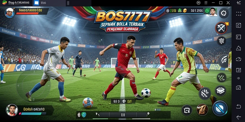 Tampilan gameplay mendebarkan saat pertandingan sepak bola di BOS777.