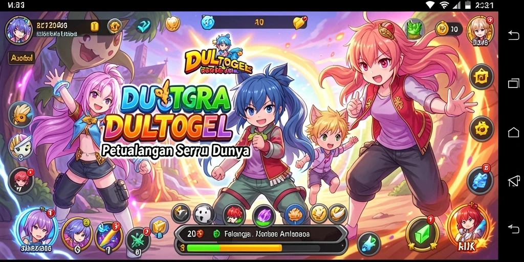 Screenshot utama DULTOGEL menampilkan pertarungan karakter anime yang dinamis.
