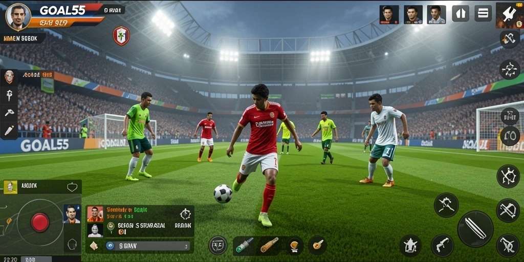 Tangkapan layar yang menunjukkan gameplay kompetitif di GOAL55.