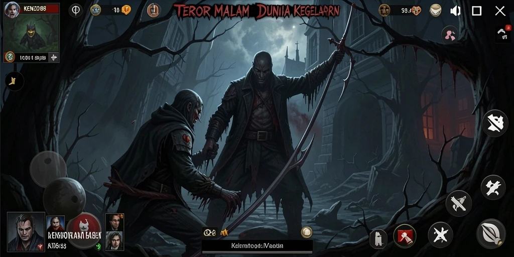 Screenshot gameplay KENZO188 yang menampilkan kengerian yang mendebarkan.