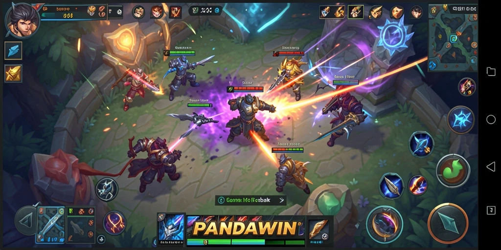Tampilan gameplay seru dalam game MOBA PANDAWIN dengan aksi yang mendebarkan.