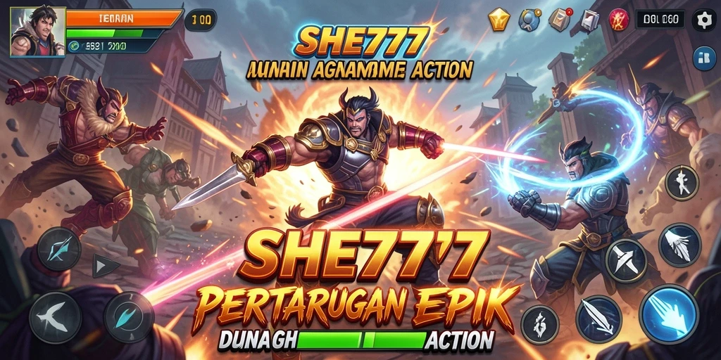 Tampilan aksi seru di SHE777 dengan grafis menawan dan pertarungan intens.