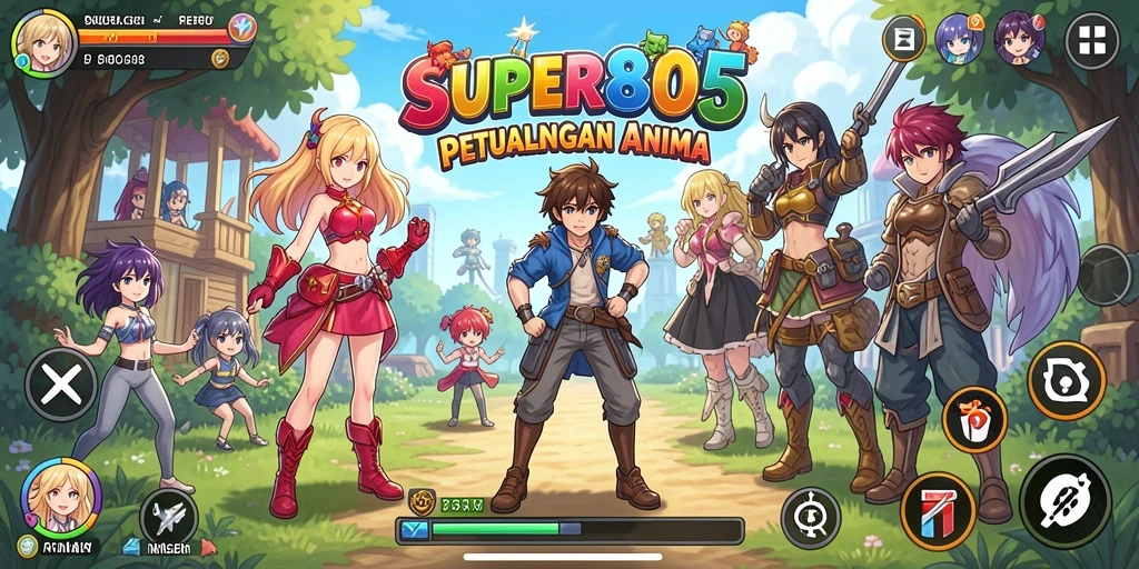 Tangkapan layar SUPER805 menampilkan karakter anime dalam pertempuran epik.